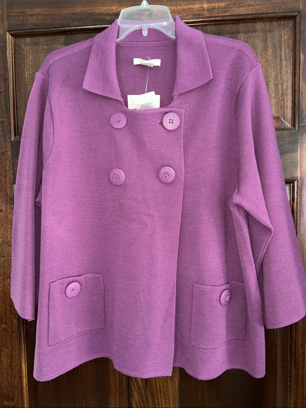 Covington Woman Purple Double-Breasted Sweater Jacket 16-18W NWT
